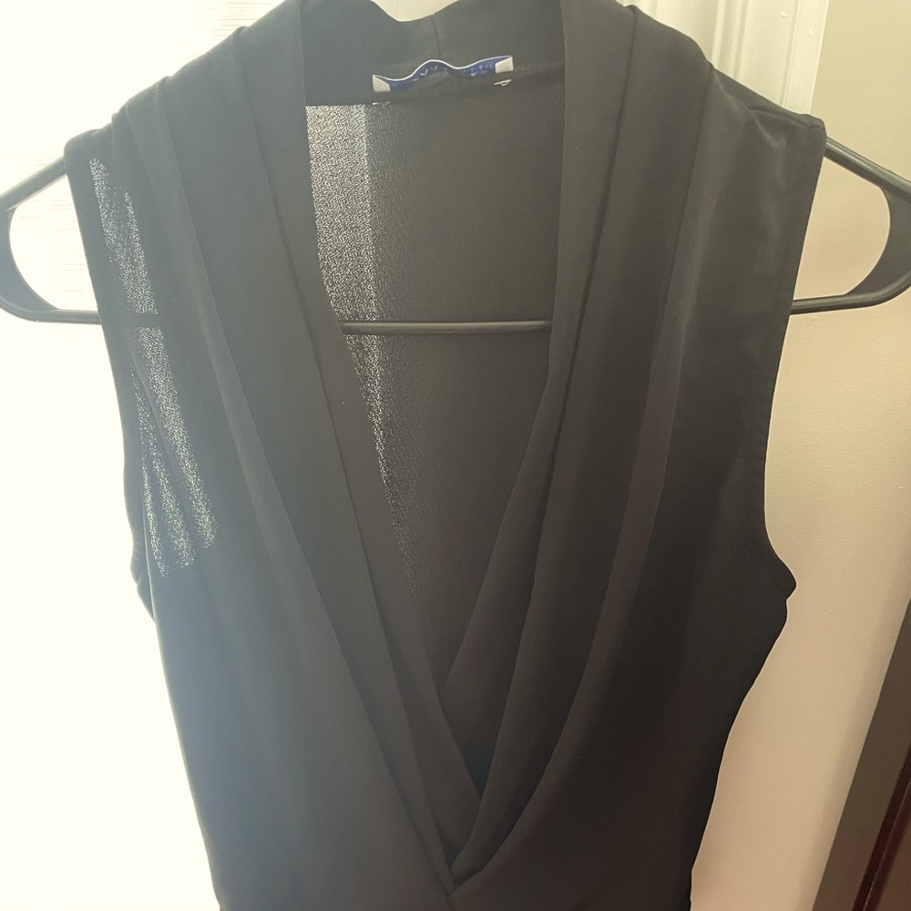 Zara black bodysuit with plunging neckline